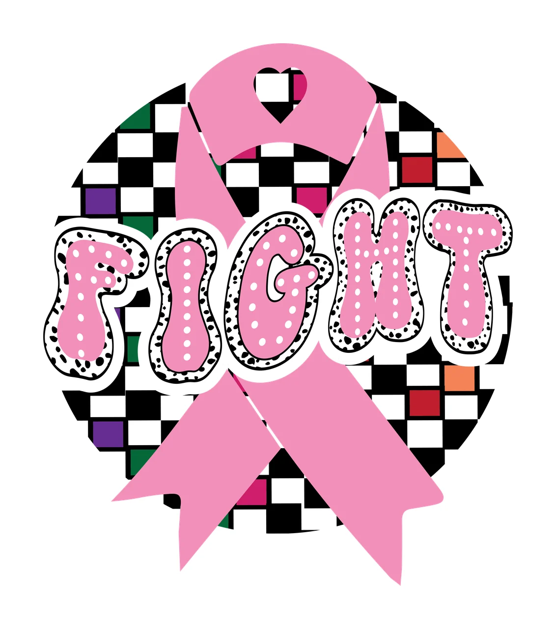 Fight Text Inside Circle Graphic containing spikes black white