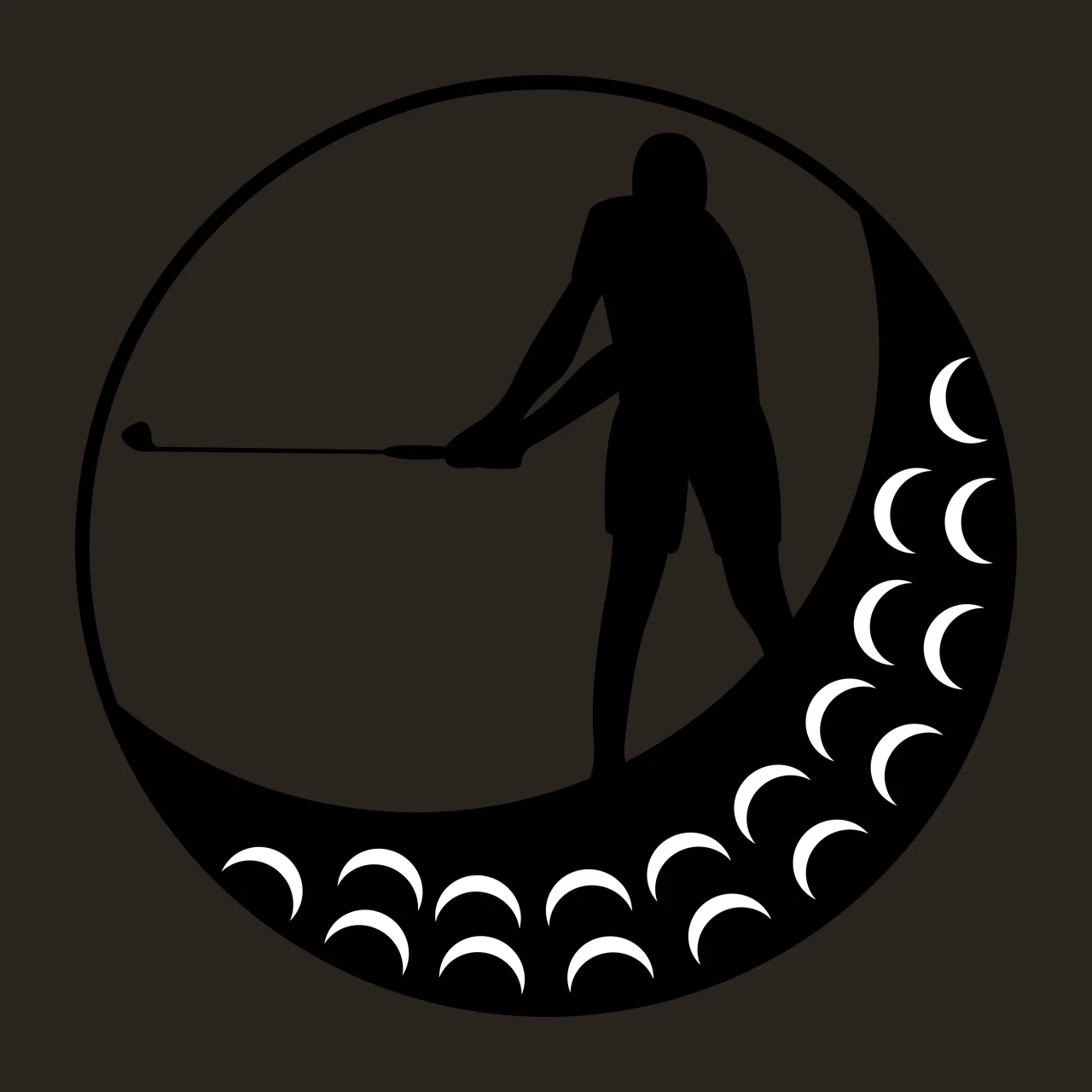 Golf Silhouette Of A Golfer Swinging Club Inside Circular frame contrast preview thumbnail