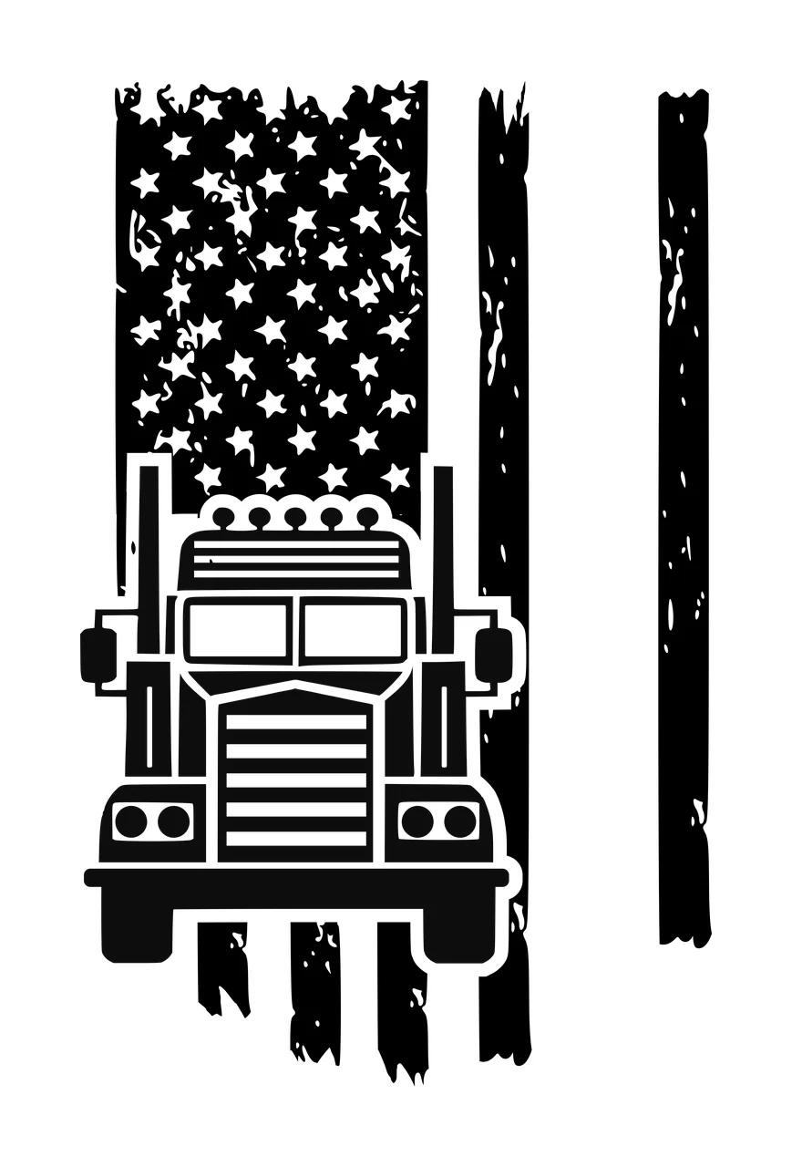 Truck Silhouette With Horizontal Grille Over Vertical Variation