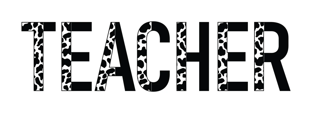 Teacher Black Text Reading In A Bold Sans displaying Variation