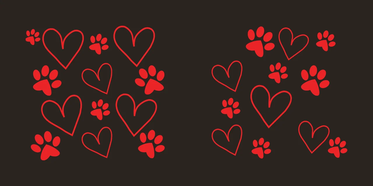 Paw Can Glass Wrap Heart And Print Pattern scattered graphic outline contrast preview thumbnail