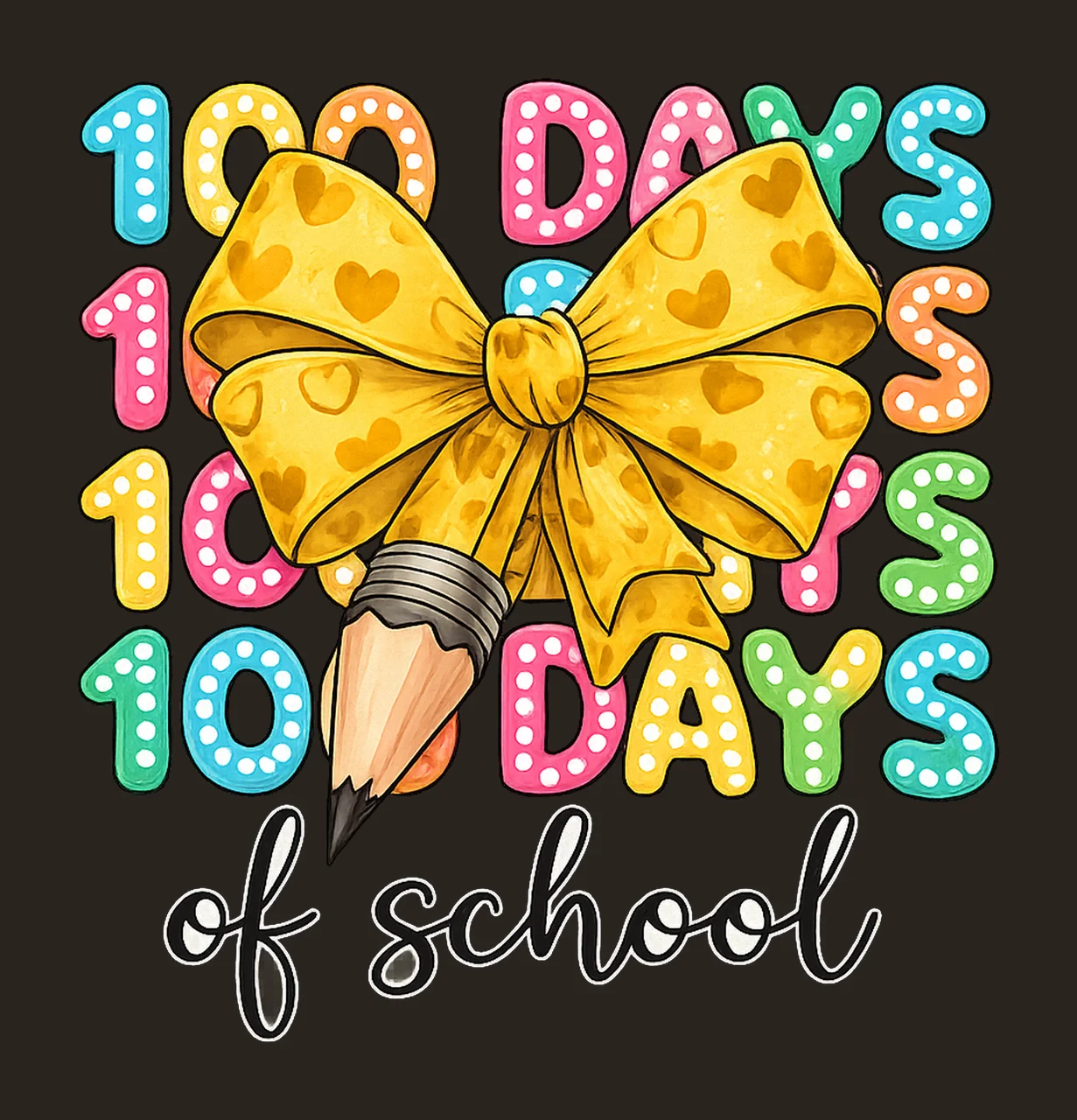 Happy 100 Days Of School Coquette Bow 100 Days Digital contrast preview thumbnail
