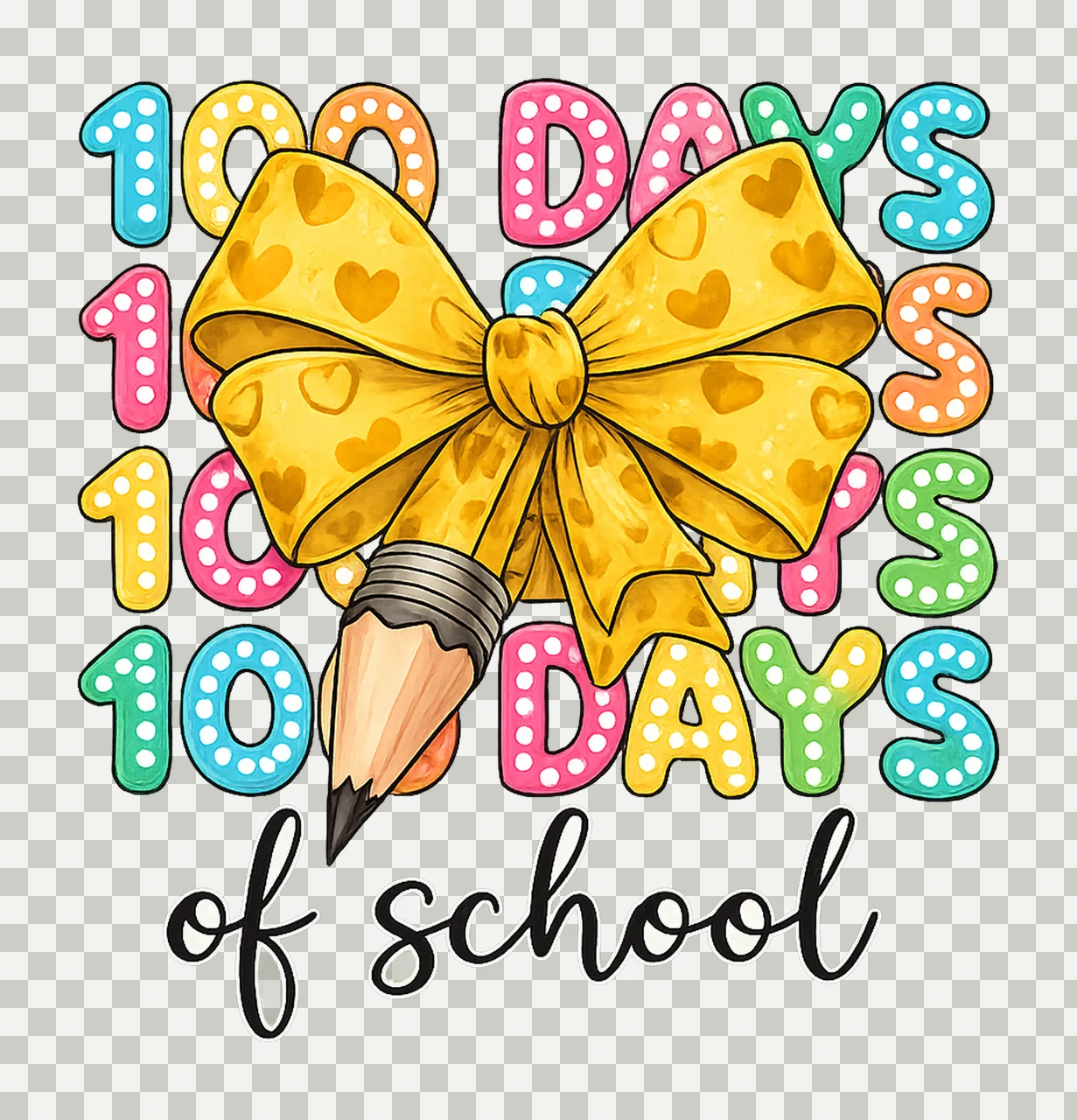 Happy 100 Days Of School Coquette Bow 100 Days Digital transparency and detail preview thumbnail