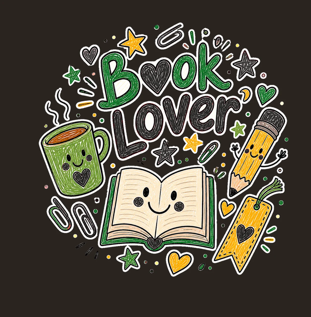 Reading Doodle Book Lover sublimation instant Variation B contrast preview thumbnail