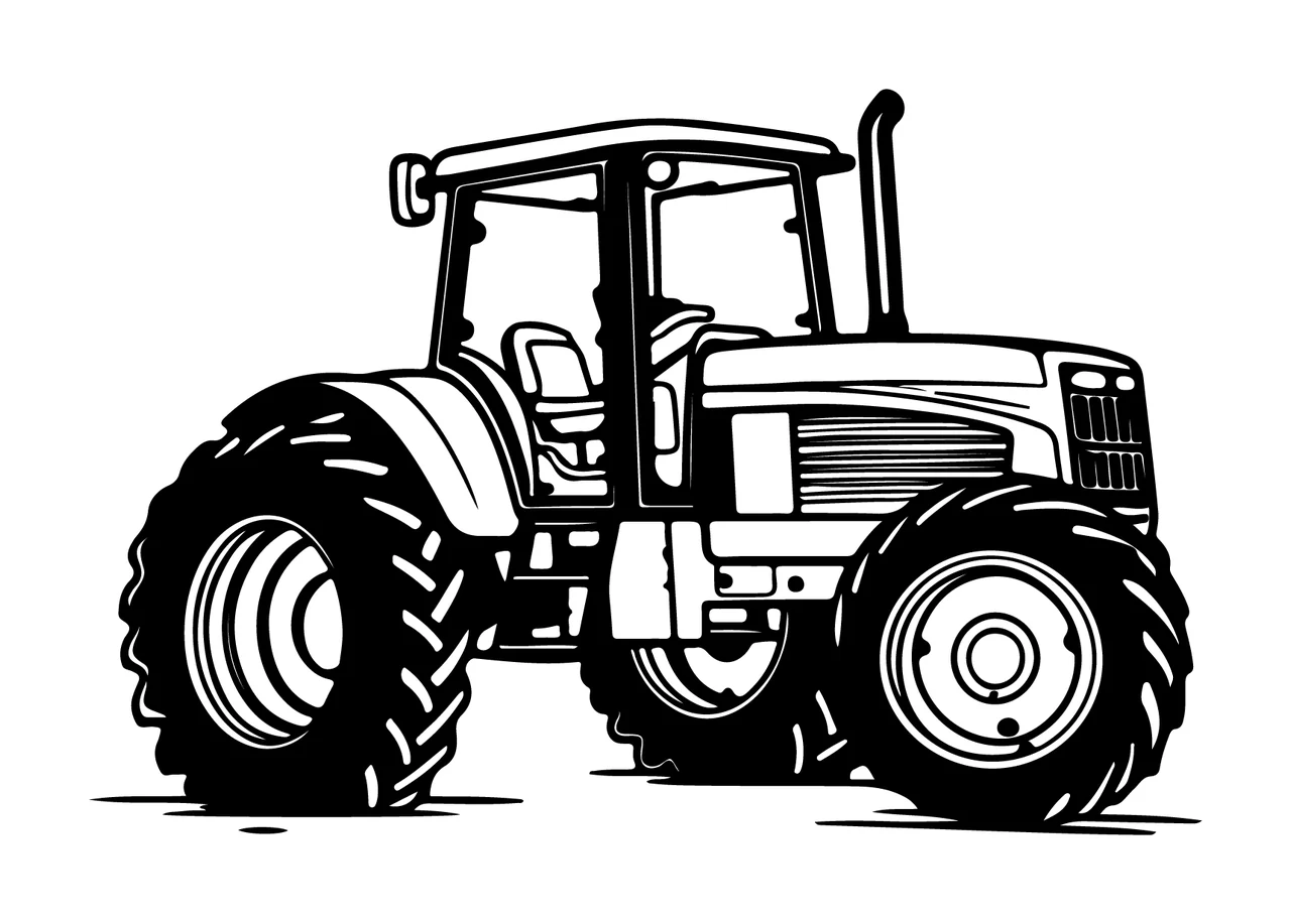 Tractor Silhouette Black And White wheels farm vehicle machinery