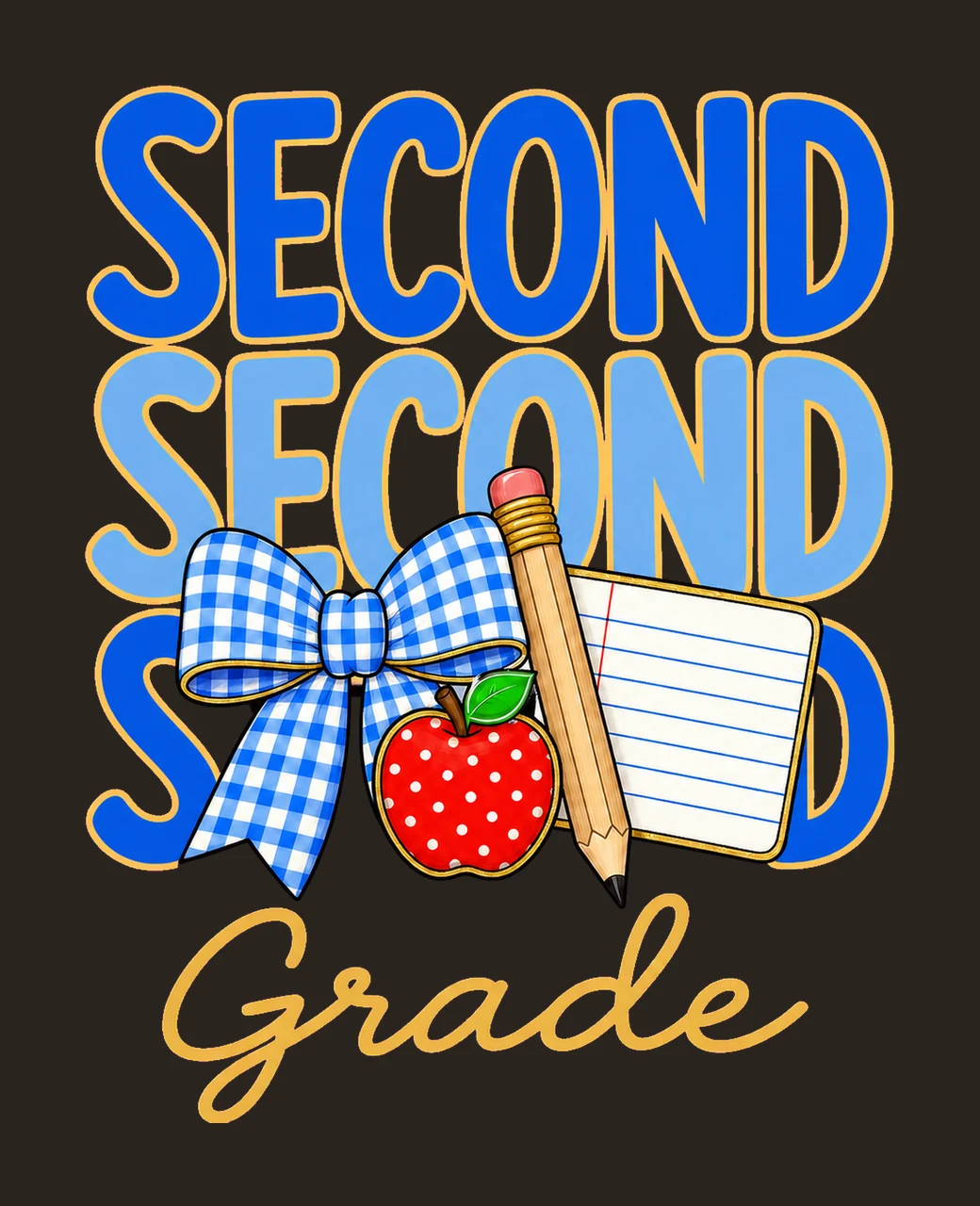 Preppy Teacher Blue Gingham Grade Series Variation D contrast preview thumbnail