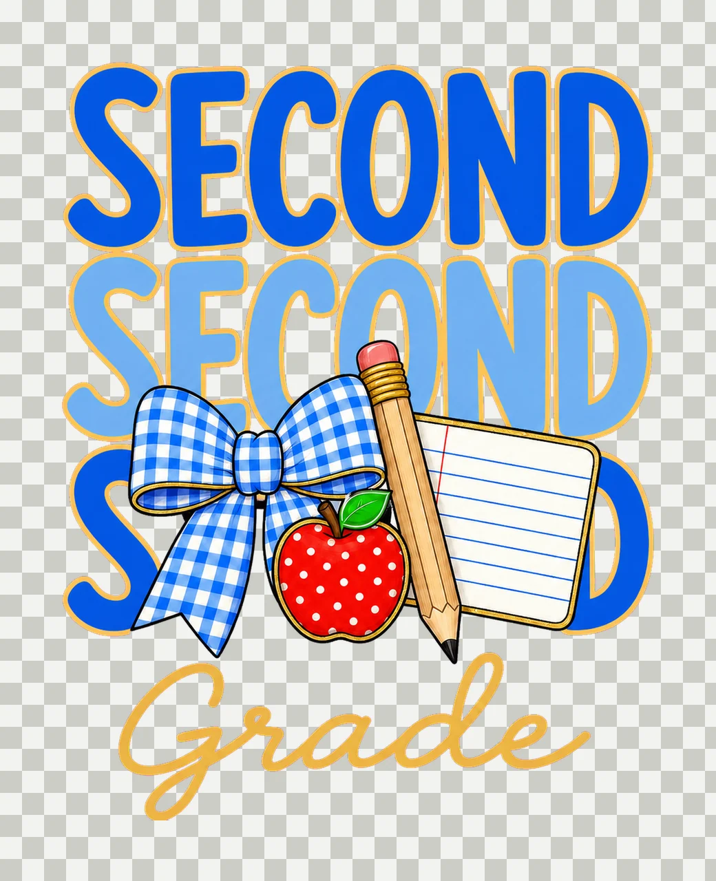 Preppy Teacher Blue Gingham Grade Series Variation D transparency and detail preview thumbnail