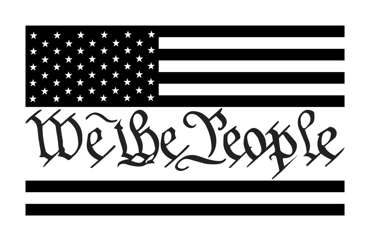 We The People Text Illustration horizontal lines typographic