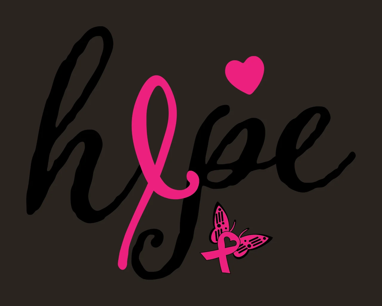 Hope Text With Heart And Butterfly calligraphy black white contrast preview thumbnail