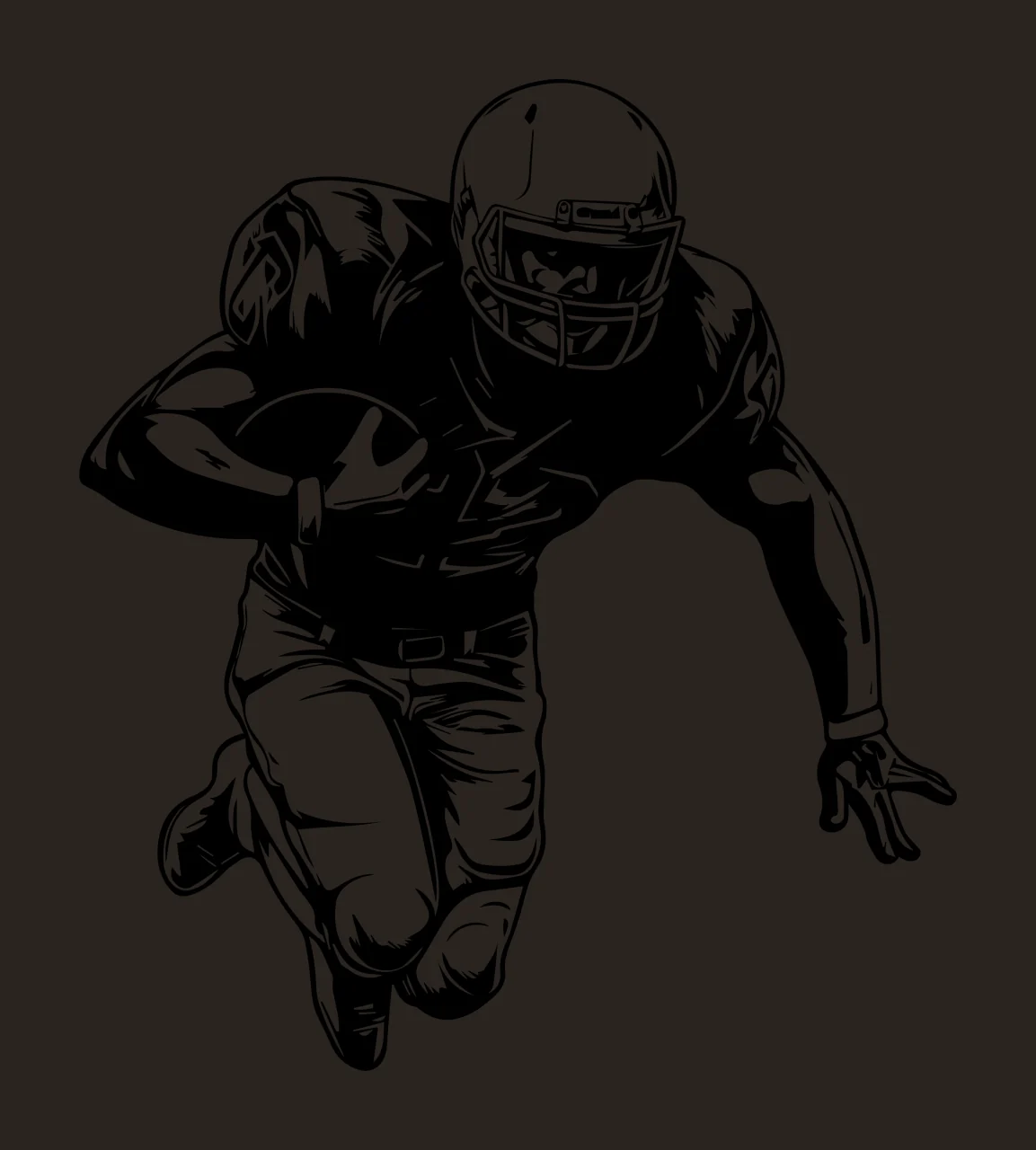 Football Player American Running Forward helmet shoulder pads contrast preview thumbnail