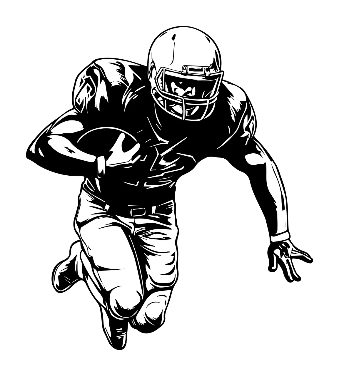 Football Player American Running Forward helmet shoulder pads