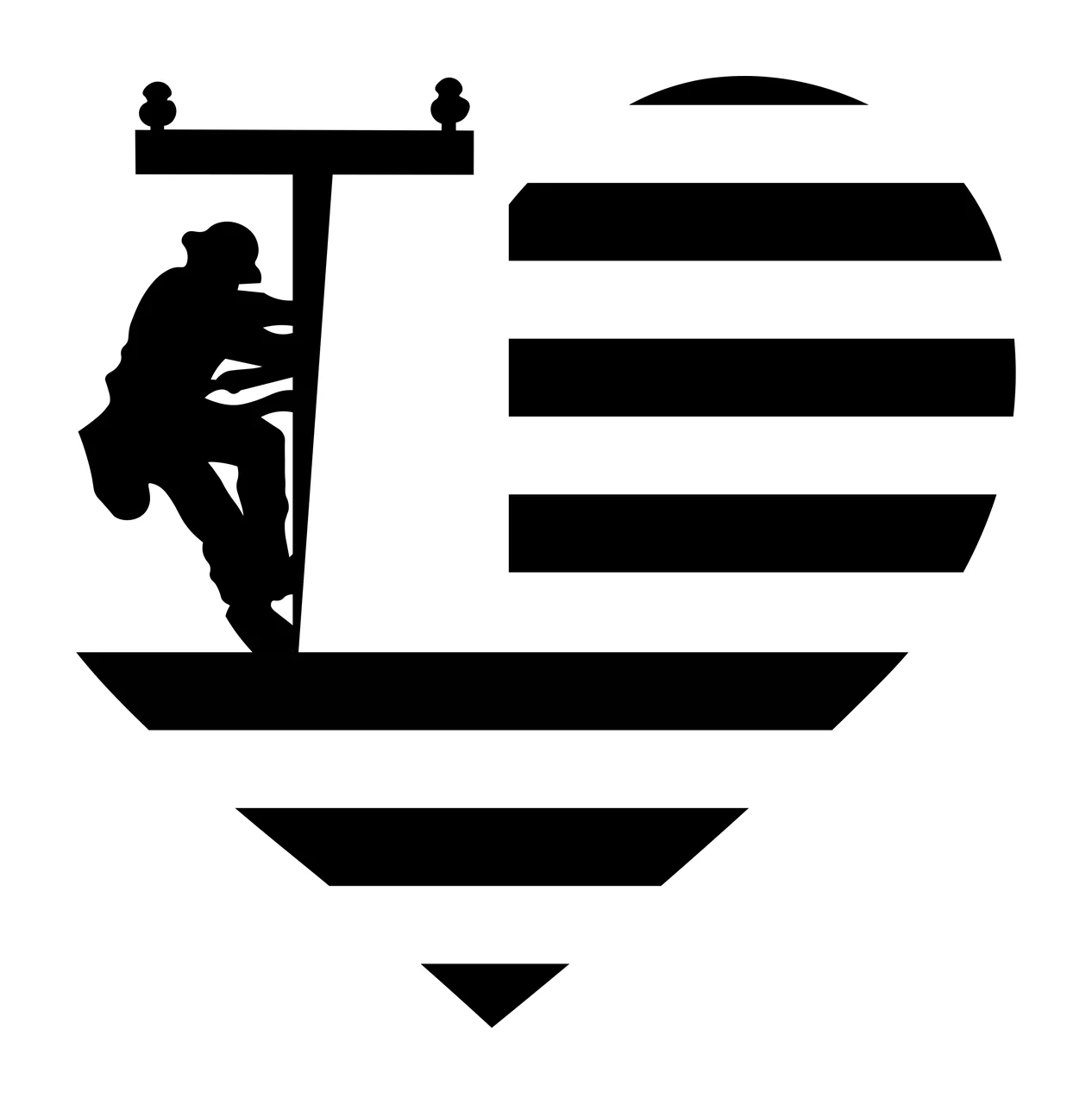 Worker On Utility Pole Inside A Heart Shaped climbing silhouette