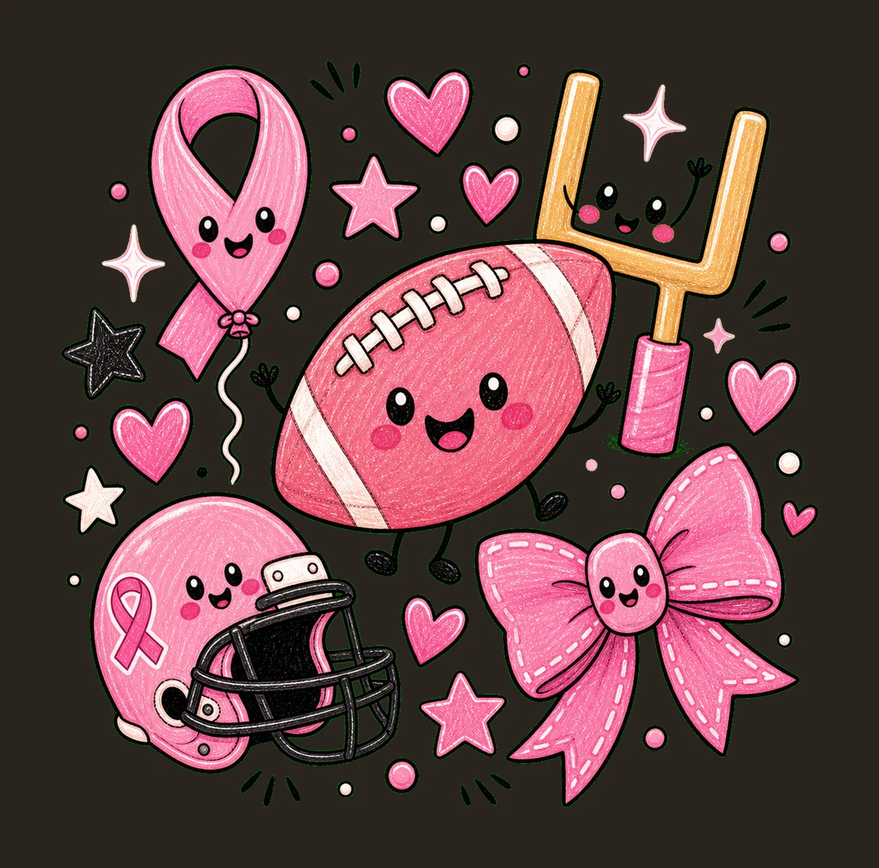 Tackle Breast Cancer Cute Football Awareness Variation B contrast preview thumbnail