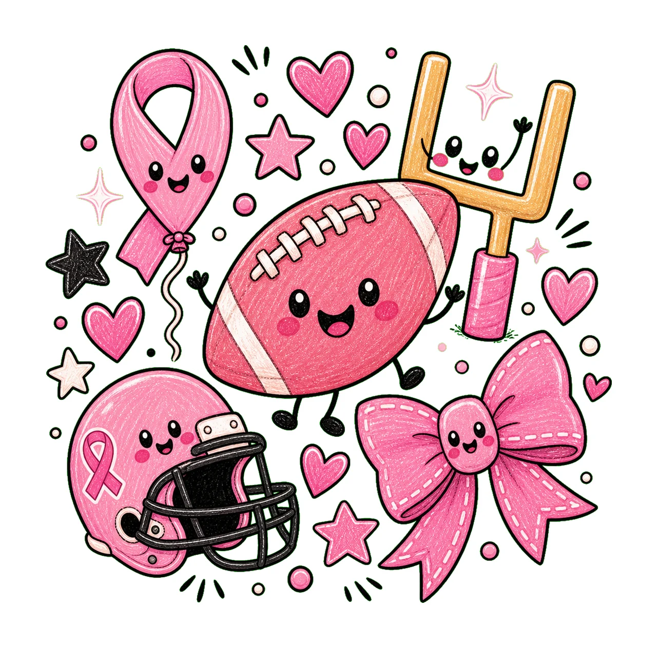 Tackle Breast Cancer Cute Football Awareness Variation B