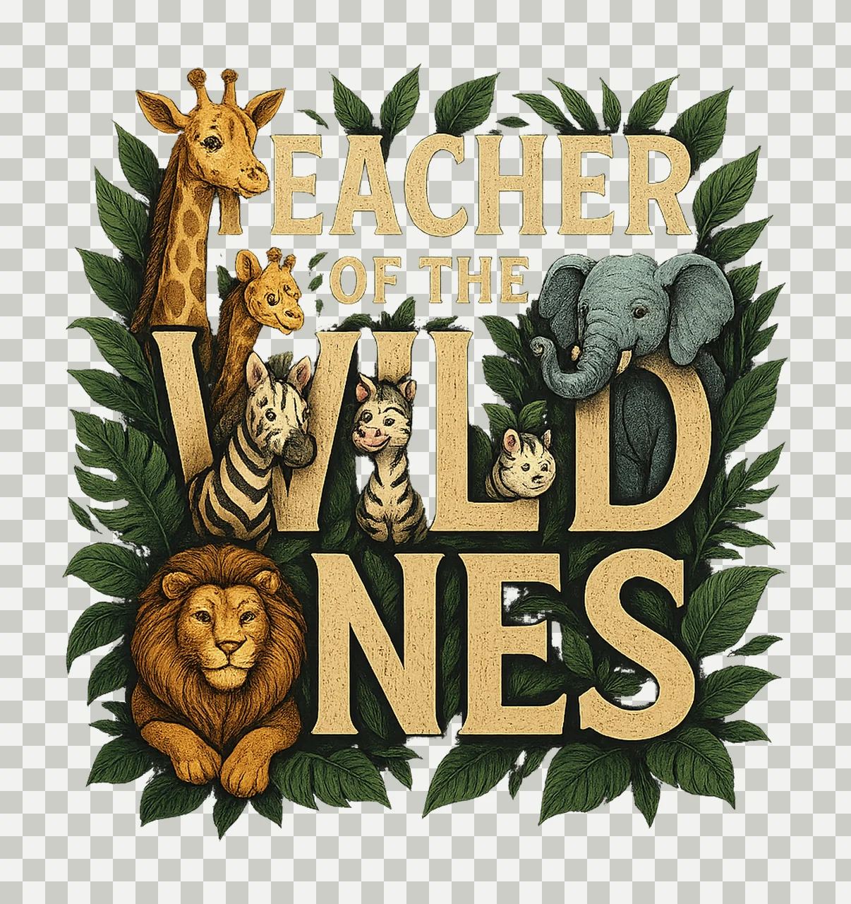 Teacher of the Wild Ones Cute Safari Animals Artwork Jungle transparency and detail preview thumbnail