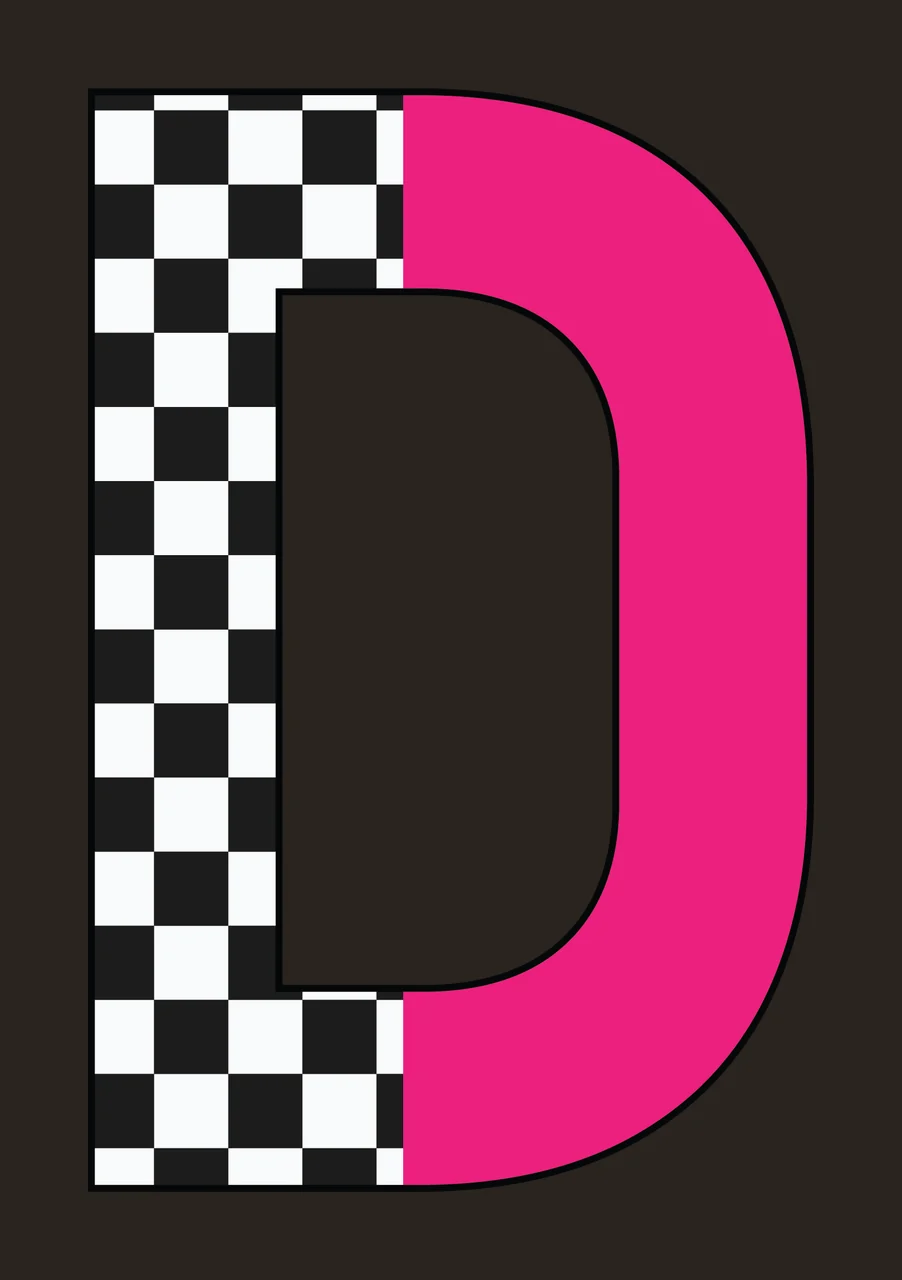 Can Glass Wrap D Letter With Checkered Pattern contrast preview thumbnail
