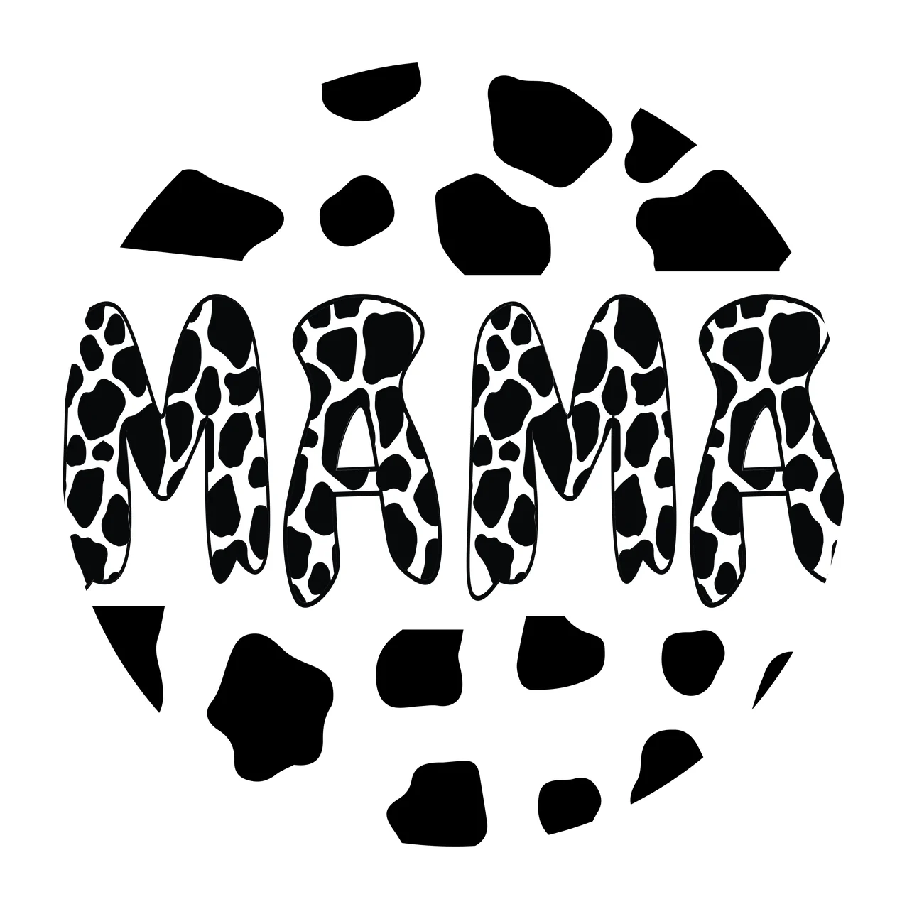 Keychain Mama Text With Cow Print Pattern typography letters