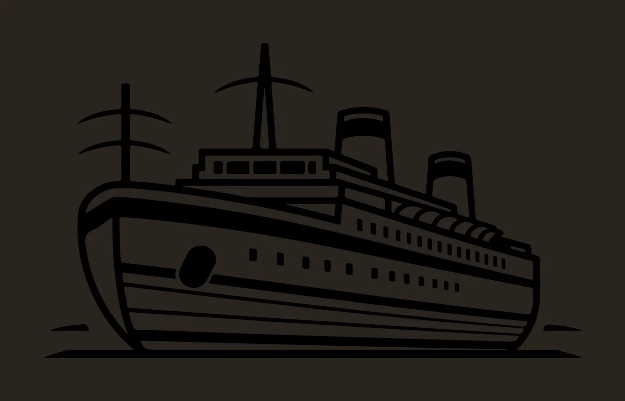 Cruise Ship Travel Illustration Icon floating water line masts contrast preview thumbnail