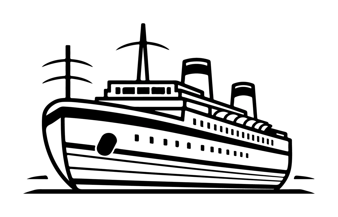 Cruise Ship Travel Illustration Icon floating water line masts