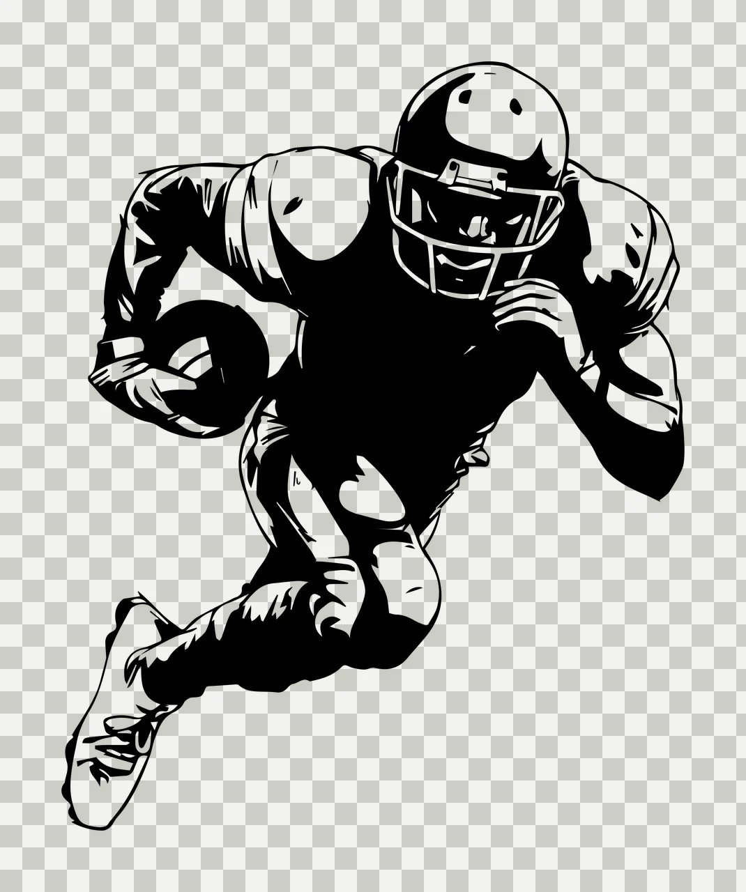 Football Player Charging Line Art Illustration helmet uniform transparency and detail preview thumbnail