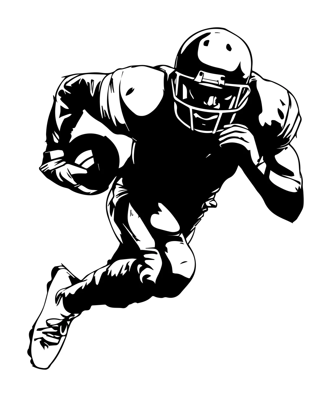 Football Player Charging Line Art Illustration helmet uniform