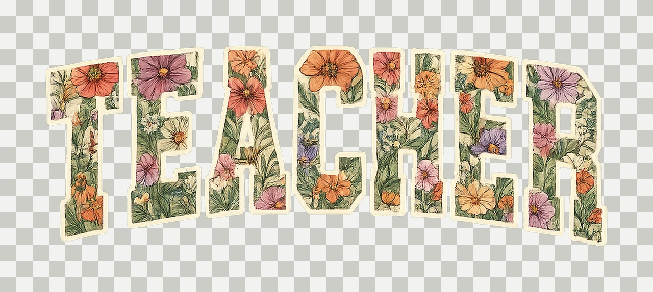Floral teacher wildflowers varsity design coquette teacher transparency and detail preview thumbnail