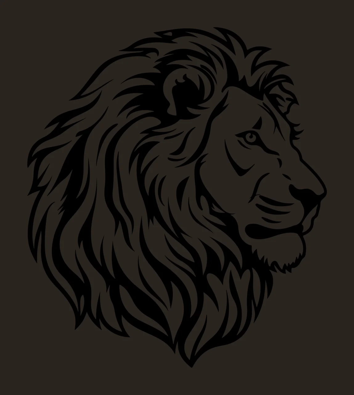 Lion Head Silhouette Monochrome Icon profile mane graphic black contrast preview thumbnail