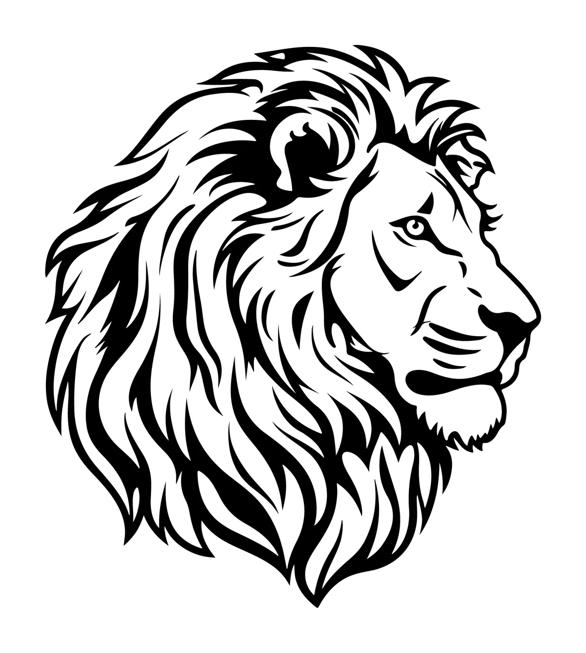 Lion Head Silhouette Monochrome Icon profile mane graphic black