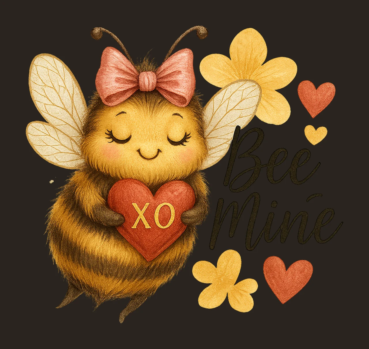 Bee Mine Valentines Cute Bee Sublimation Design Valentines contrast preview thumbnail