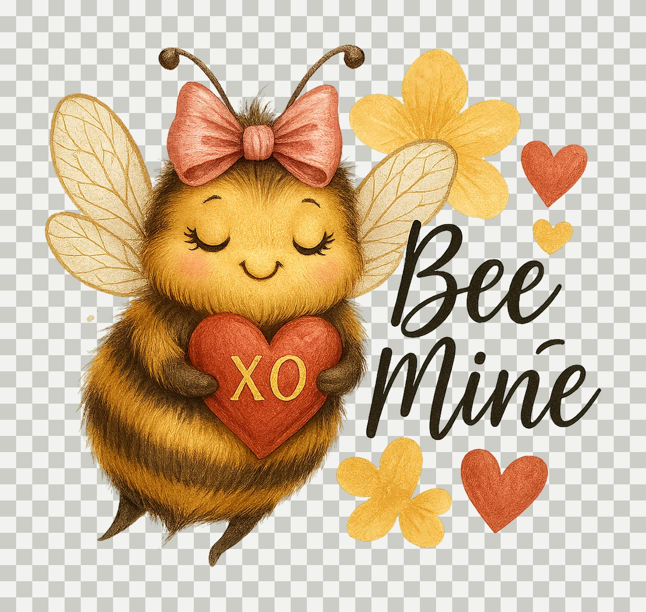 Bee Mine Valentines Cute Bee Sublimation Design Valentines transparency and detail preview thumbnail