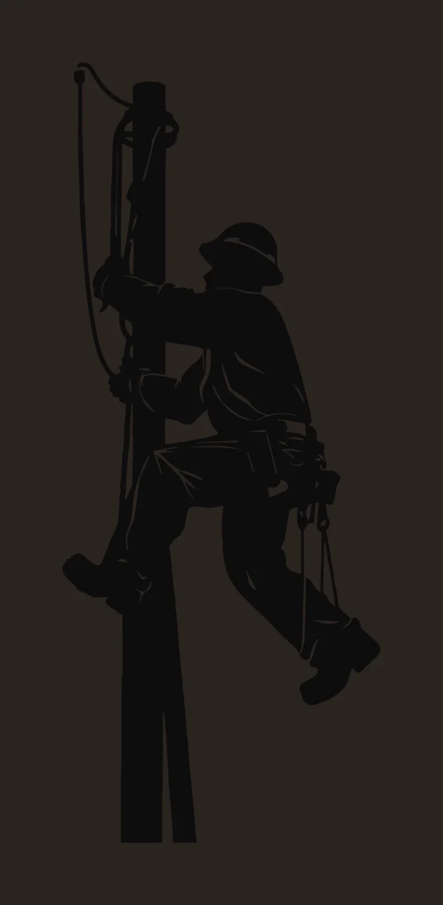 Electrician Climbing Utility Pole Silhouette safety harness contrast preview thumbnail