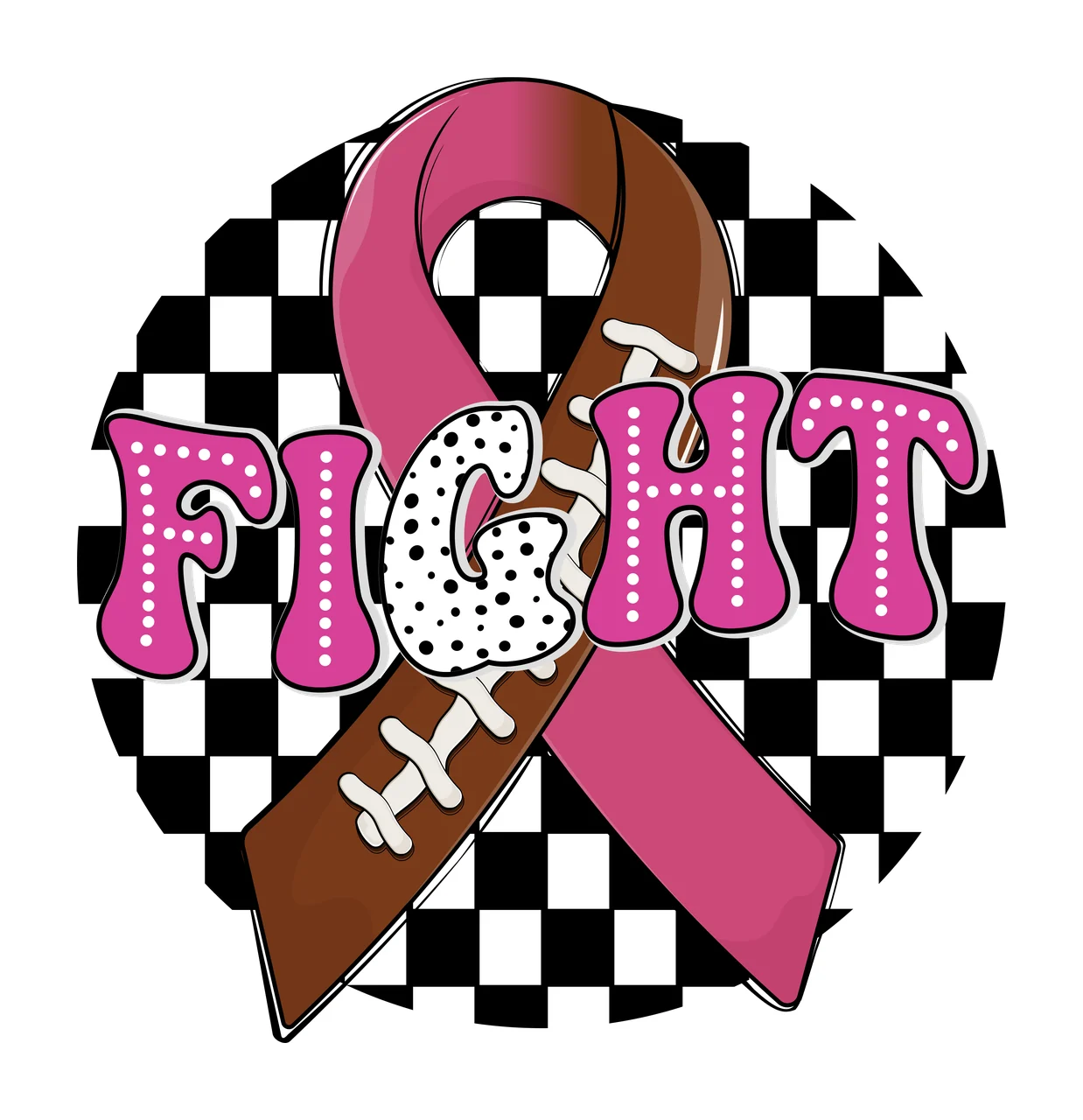 Ribbon Graphic Over Checked Black Background centered checkered