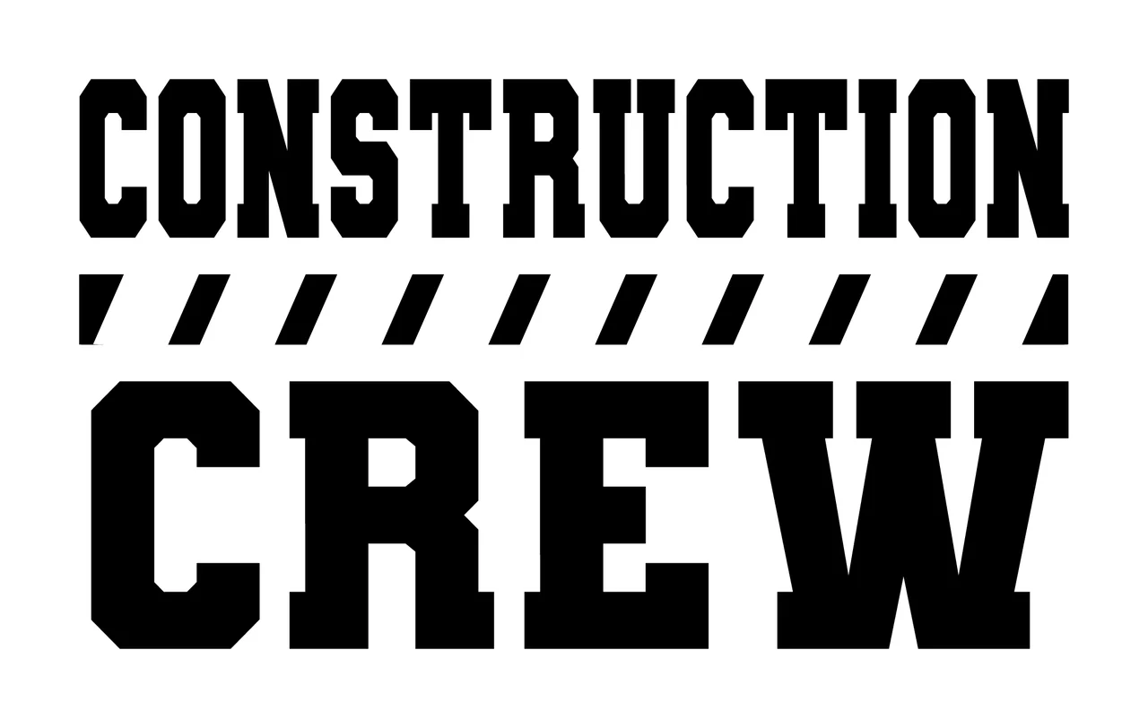 Construction Crew Text With Striped Hazard Line typography