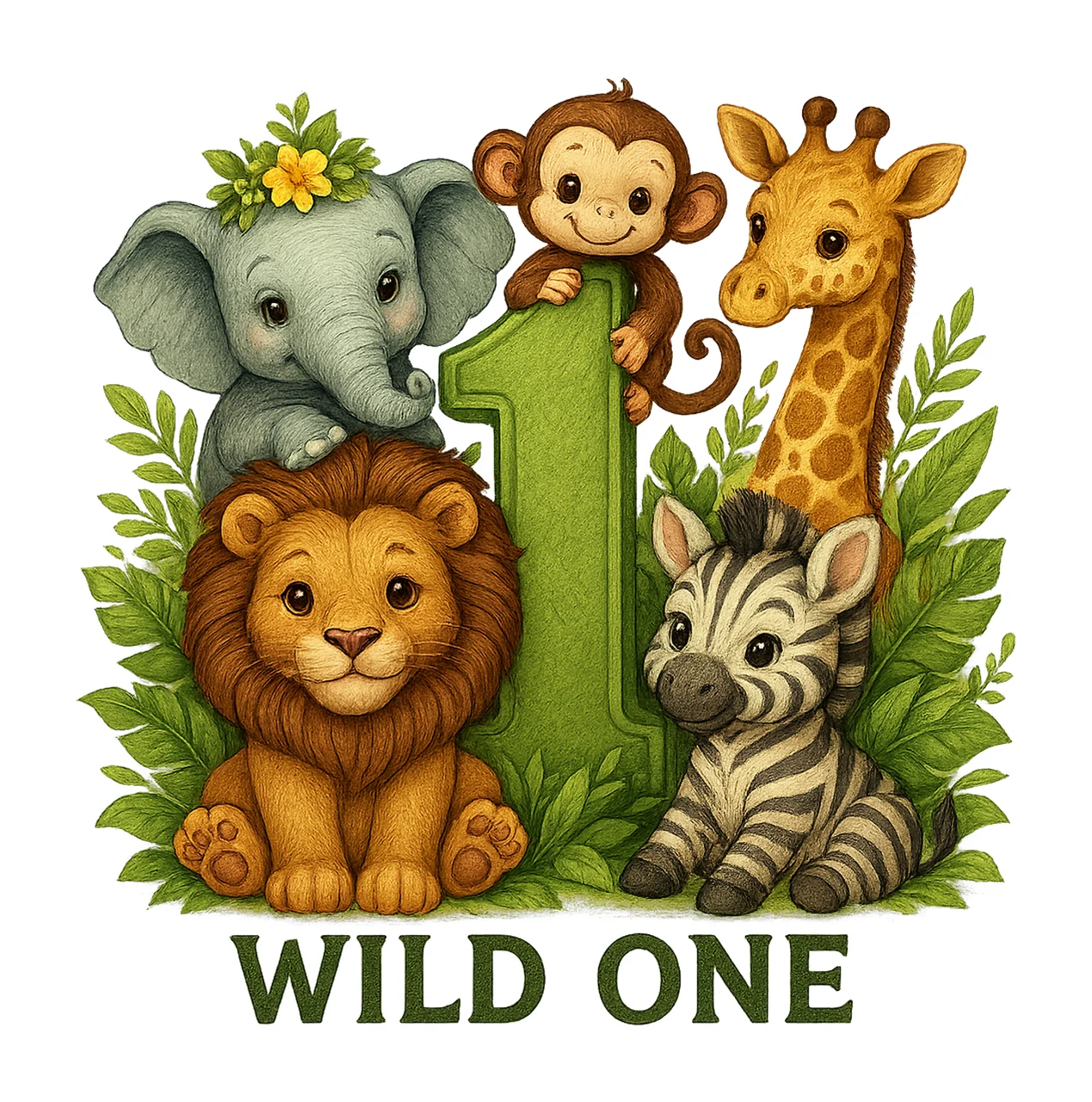 Wild One Safari Animals 1st Birthday Artwork for Shirts