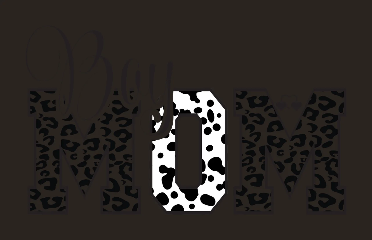Boy Leopard Boy Mom Black Text Reading print hearts typography contrast preview thumbnail