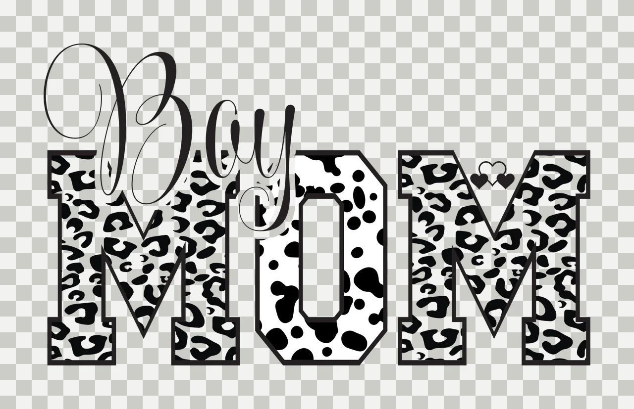 Boy Leopard Boy Mom Black Text Reading print hearts typography transparency and detail preview thumbnail