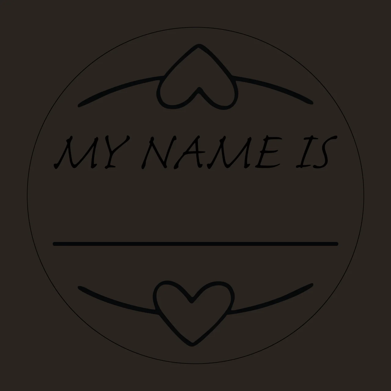 Label With Hearts circle lines outline black tag stationery contrast preview thumbnail