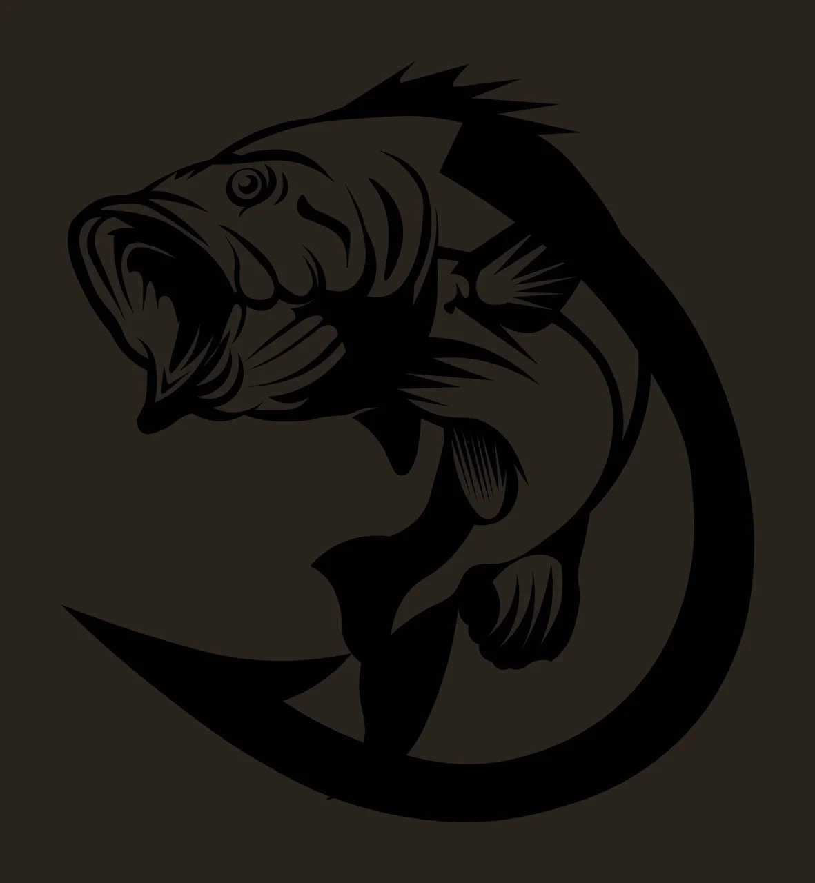 Fishing Fish Hooked On A Line jumping hook black white plain contrast preview thumbnail