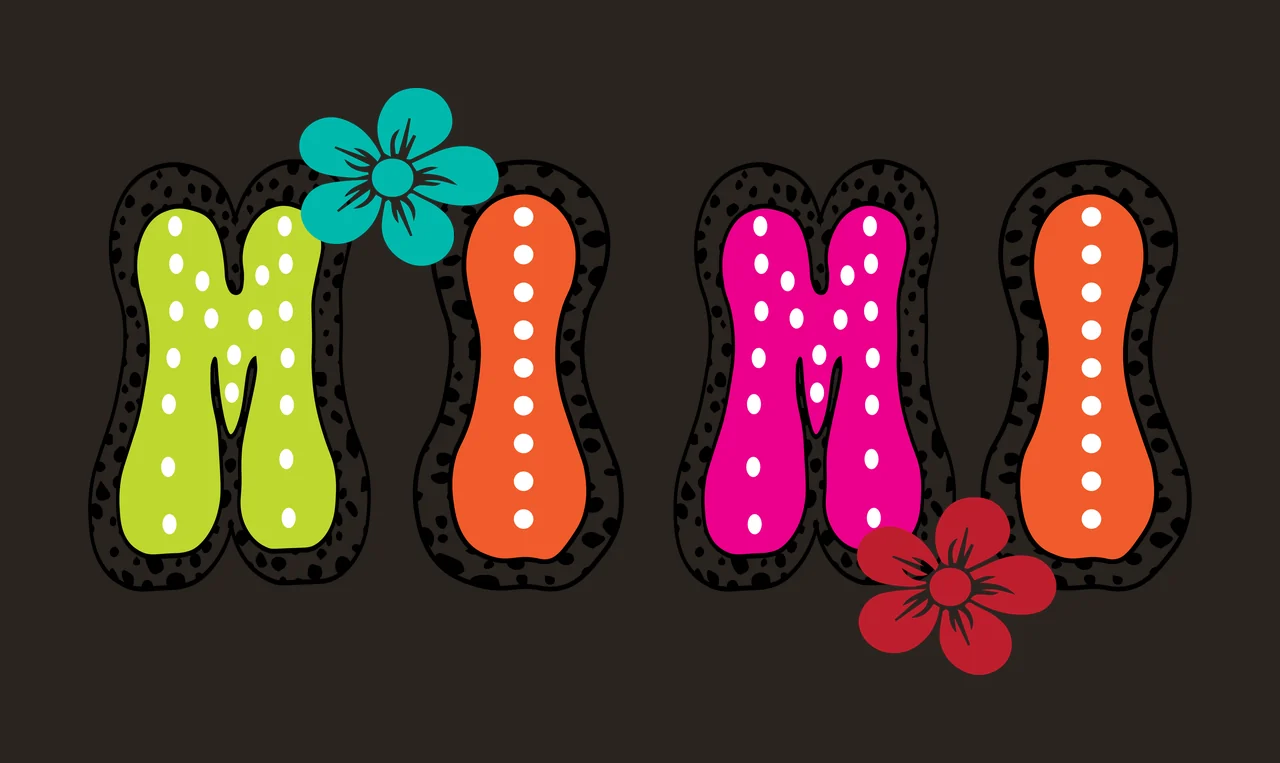 Mimi Text With Floral Typographic Art Displaying flowers black contrast preview thumbnail