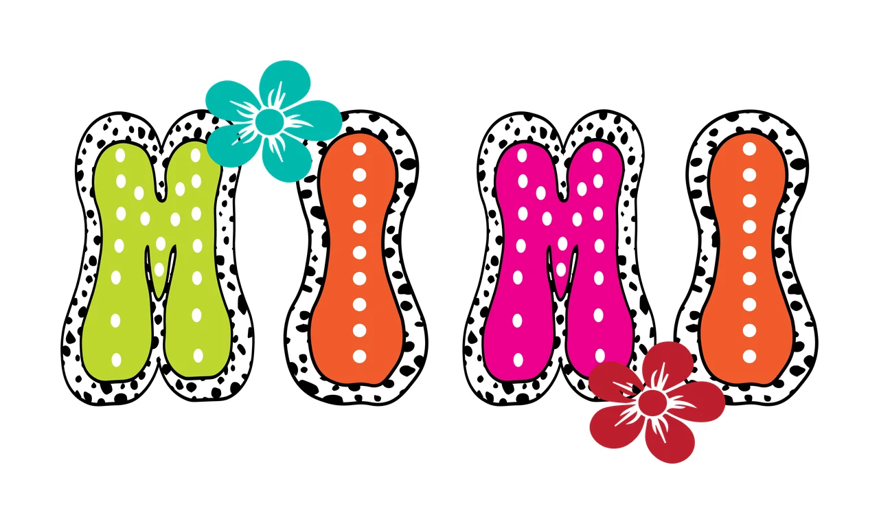 Mimi Text With Floral Typographic Art Displaying flowers black