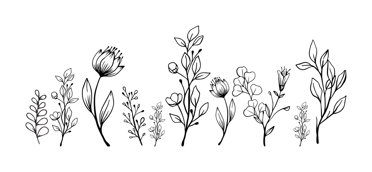 Can Glass Wrap Minimalist Floral Line Art Arrangement flowers and