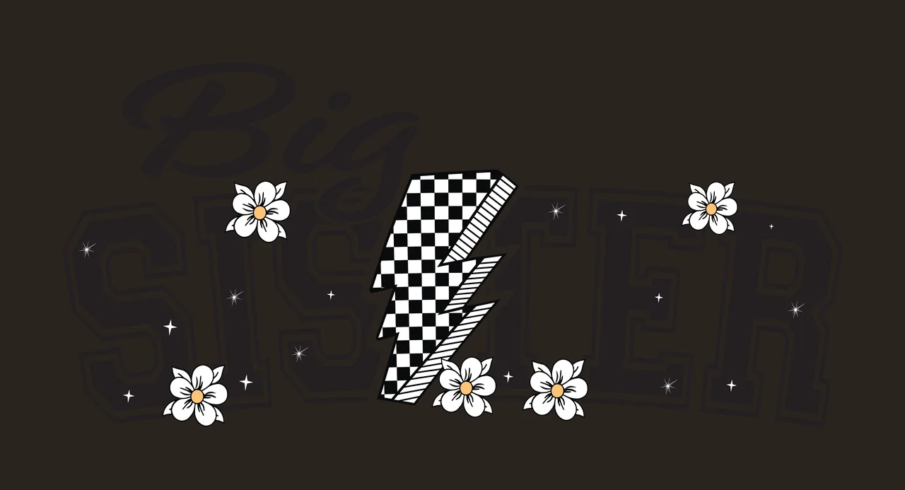 Big Sister Lightning Bolt Floral Typography text display flower contrast preview thumbnail