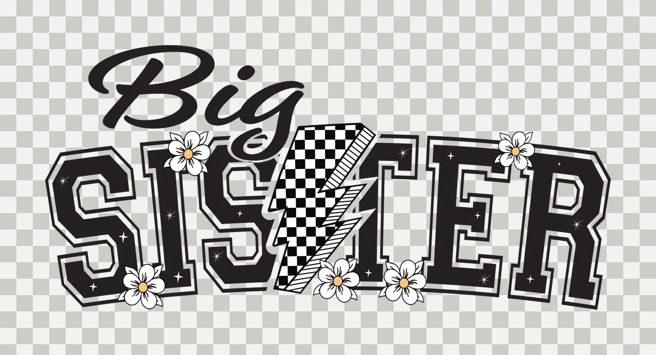 Big Sister Lightning Bolt Floral Typography text display flower transparency and detail preview thumbnail