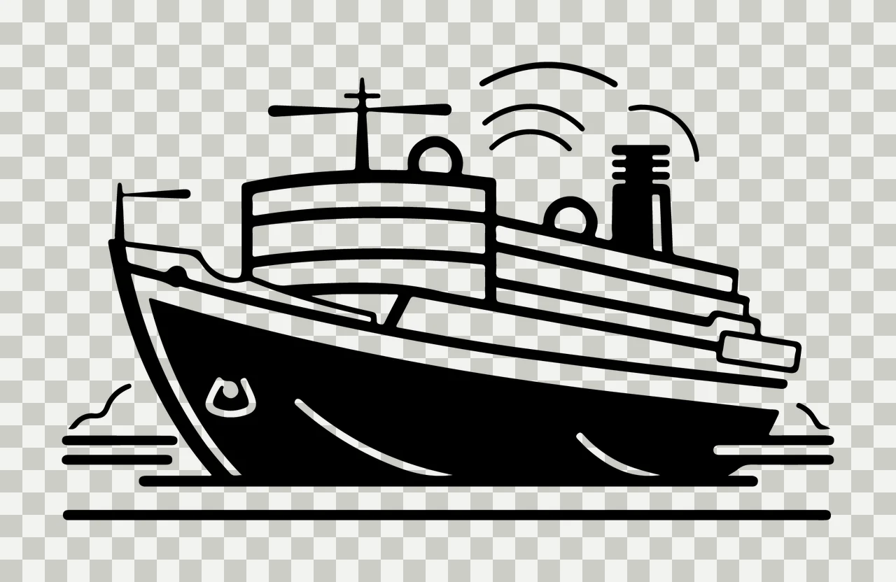 Ship Black And White Passenger Illustration sailing smoke waves transparency and detail preview thumbnail