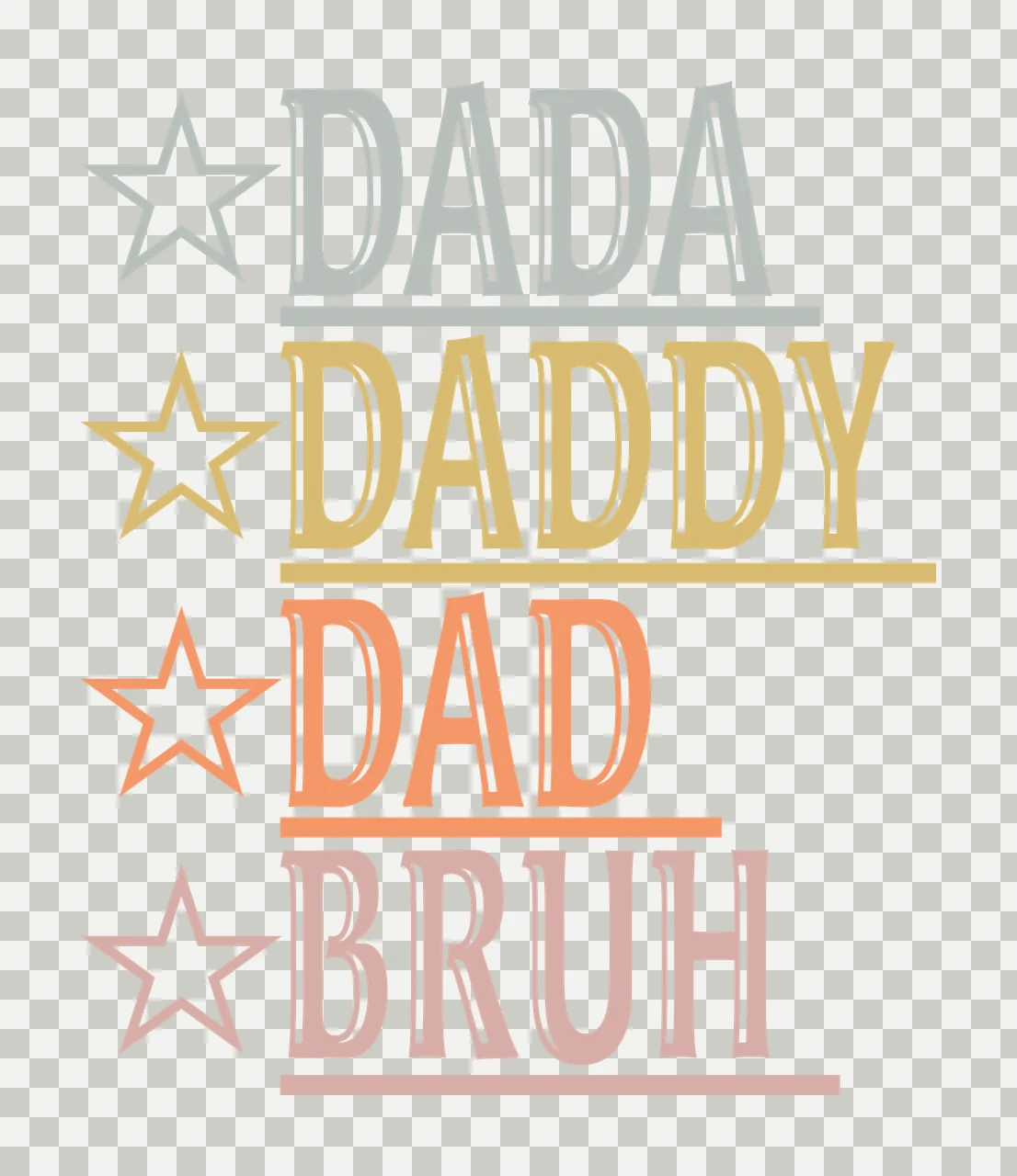 Dad Bruh Word List stars horizontal lines typography black transparency and detail preview thumbnail