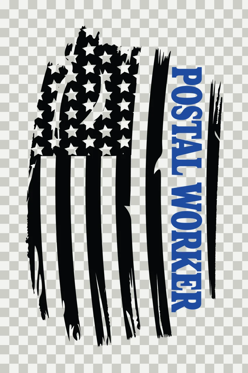 Postal Worker Flag Curved Distressed Graphic With Vertical stars transparency and detail preview thumbnail