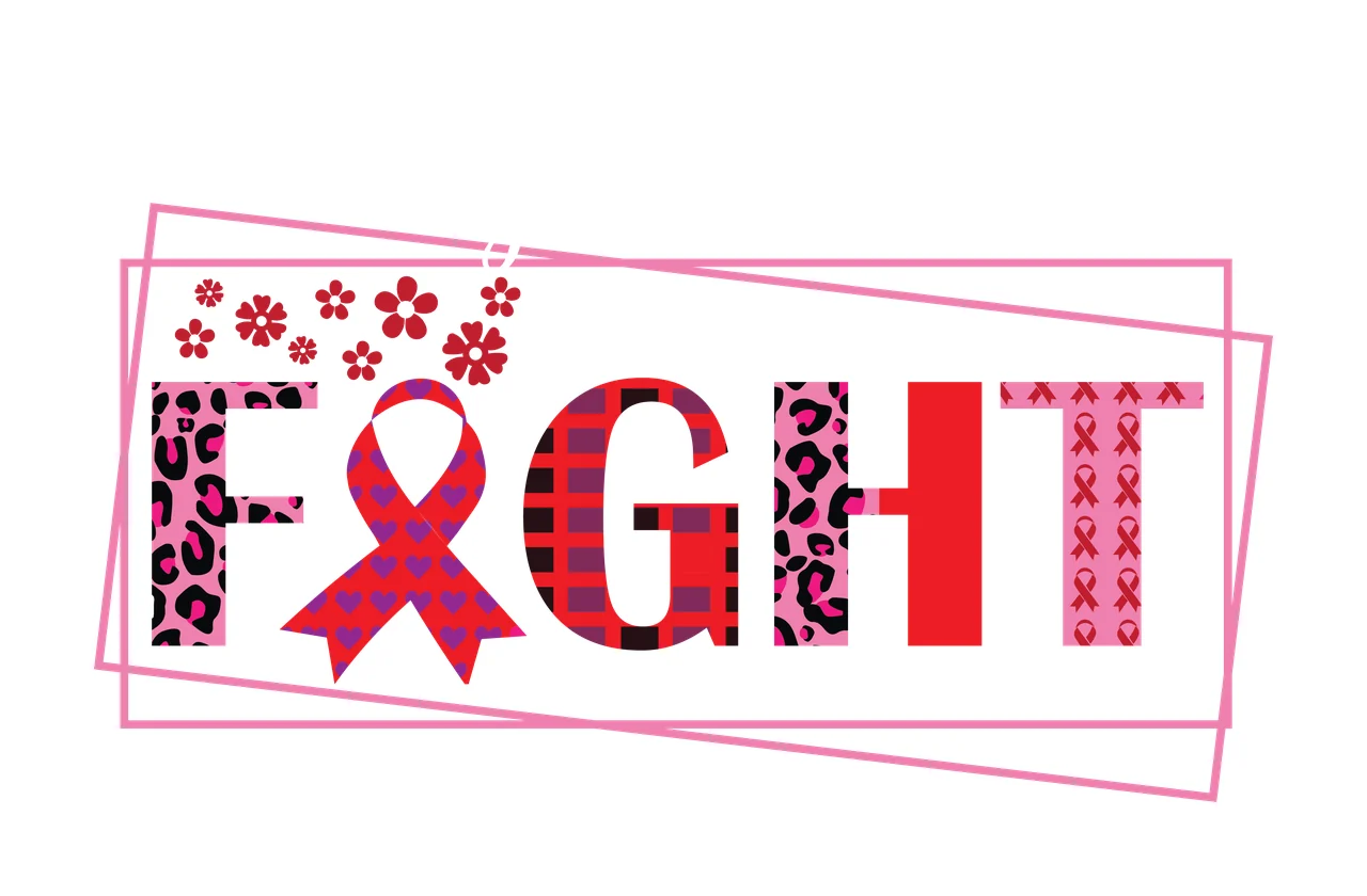 Ribbon Together We Fight Text Emblem displaying flowers border