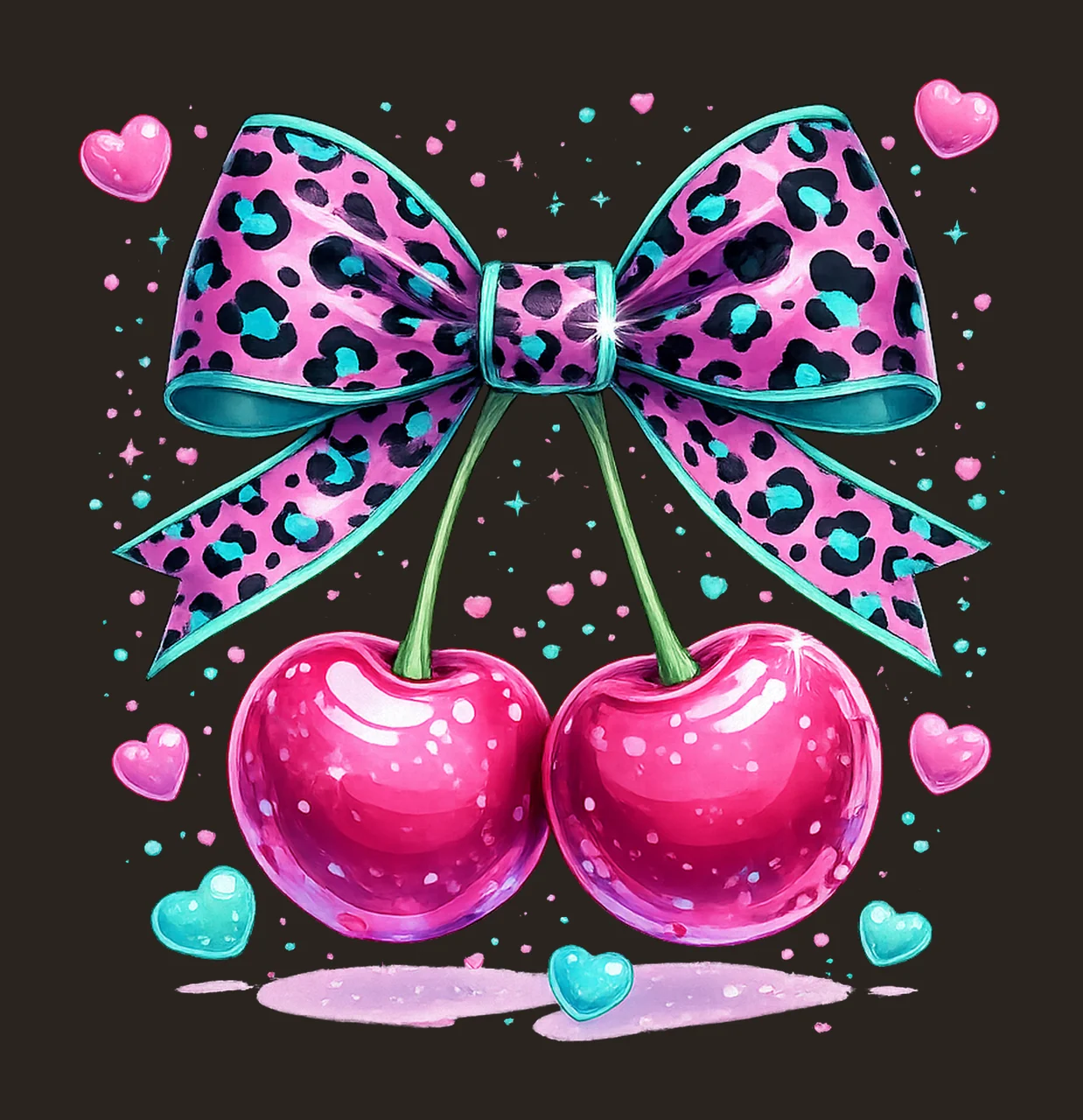 Cheetah Bow Cherries Neon Aesthetic Coquette Artwork Fun contrast preview thumbnail
