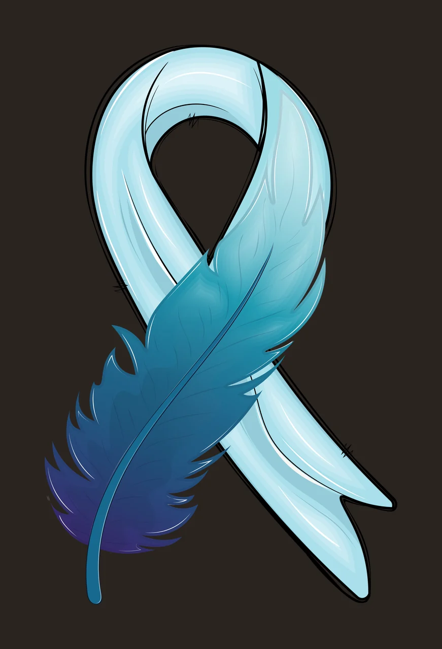 Ribbon Black Awareness Silhouette With A Single Feather hanging contrast preview thumbnail