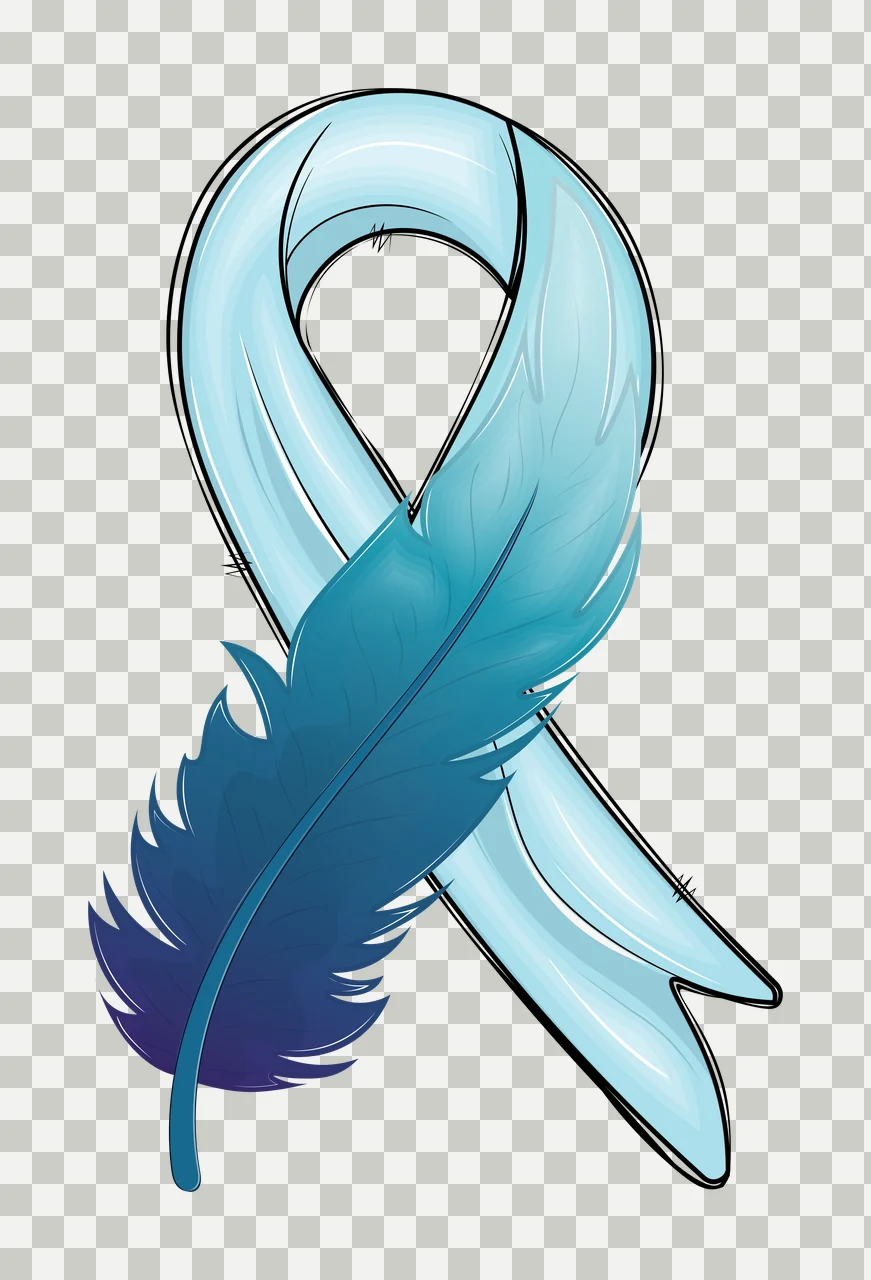 Ribbon Black Awareness Silhouette With A Single Feather hanging transparency and detail preview thumbnail